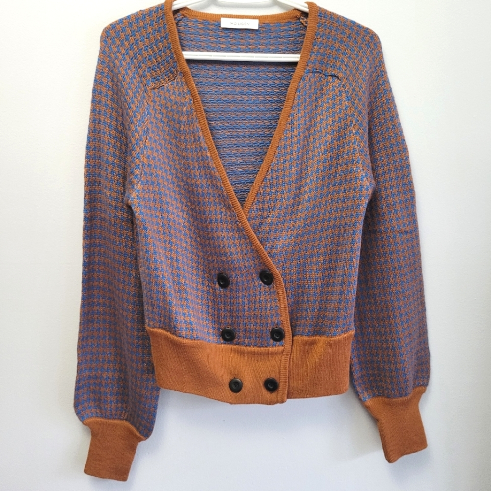 Moussy Houndstooth Double Breasted Vintage Cardigan